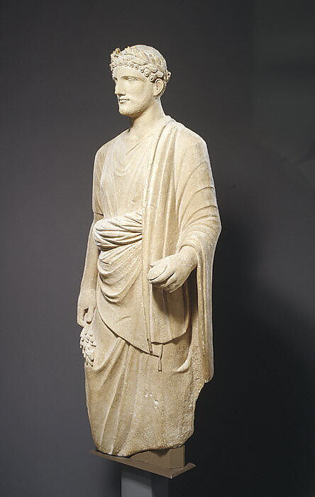 Limestone statue of a young man, Limestone, Cypriot