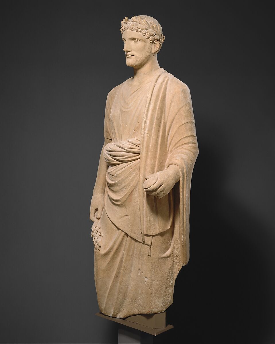 Limestone statue of a young man, Limestone, Cypriot