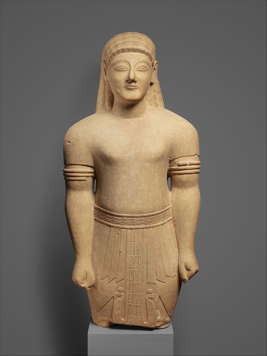 Limestone male figure in Egyptian dress, Limestone, Cypriot 