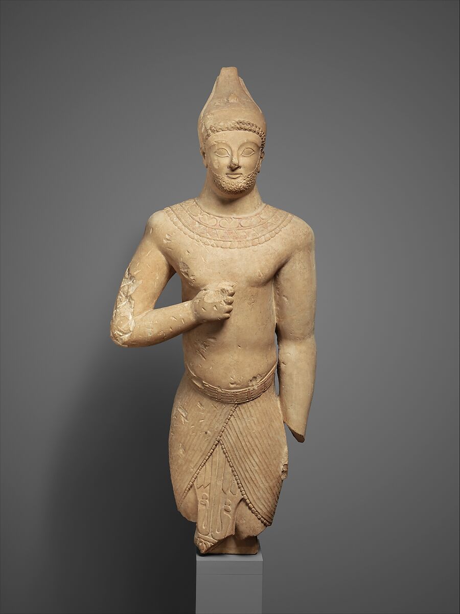 Limestone male figure in Egyptian dress, Limestone, Cypriot 