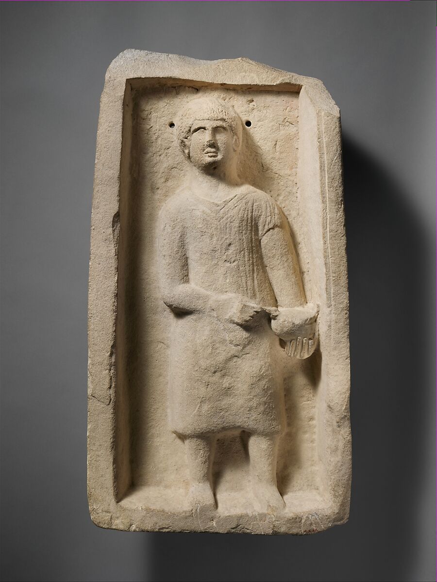 Limestone funerary stele of a boy, Limestone, Cypriot 