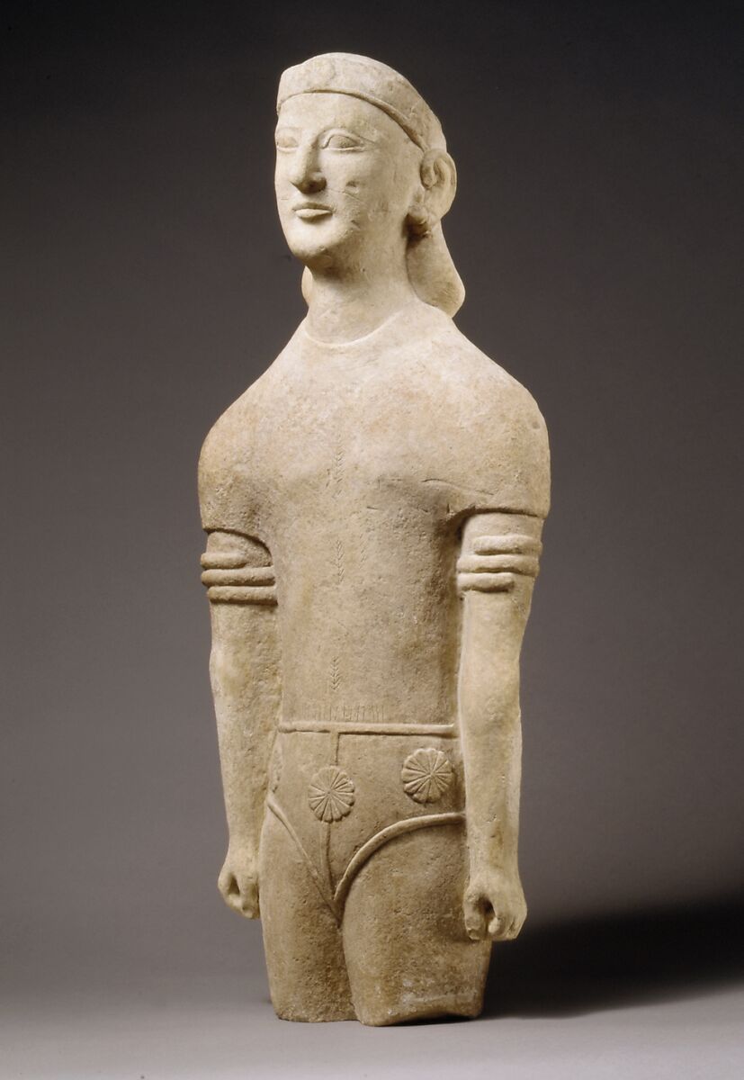 Limestone male figure, Limestone, Cypriot