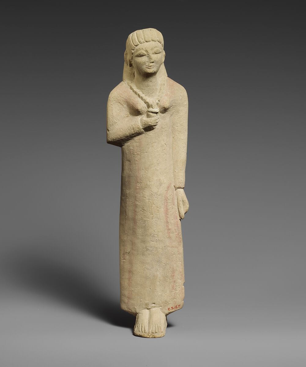 Limestone statuette of a female votary, Limestone, Cypriot 