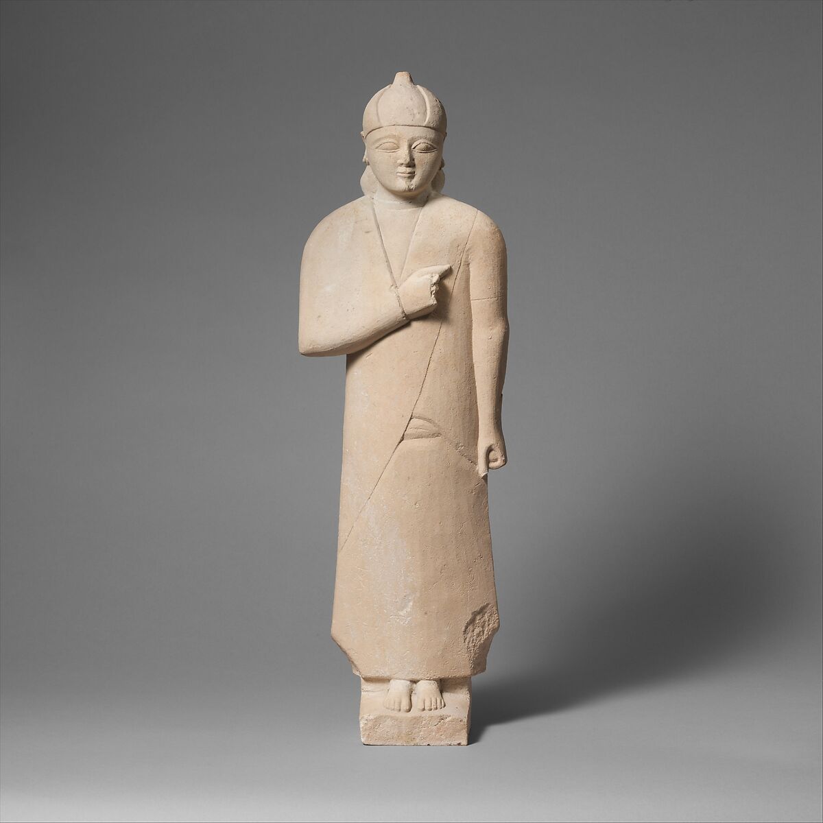 Limestone statuette of a male votary (worshipper), Limestone, Cypriot 