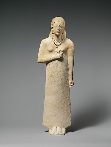Limestone statue of a woman