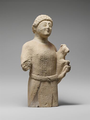 Limestone statuette of a male votary (worshipper)