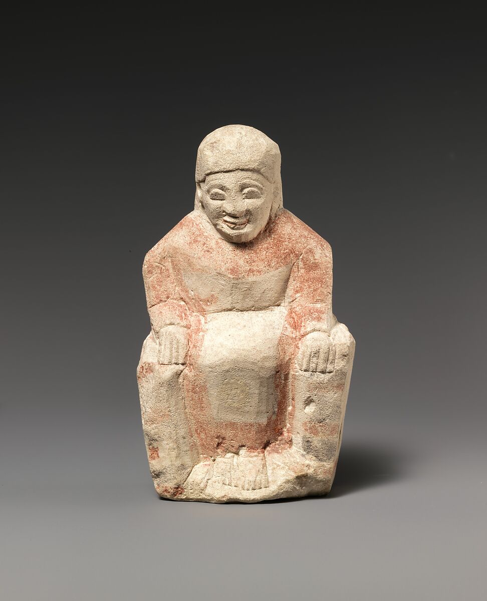 Limestone statuette of a seated female figure, Limestone, Cypriot 