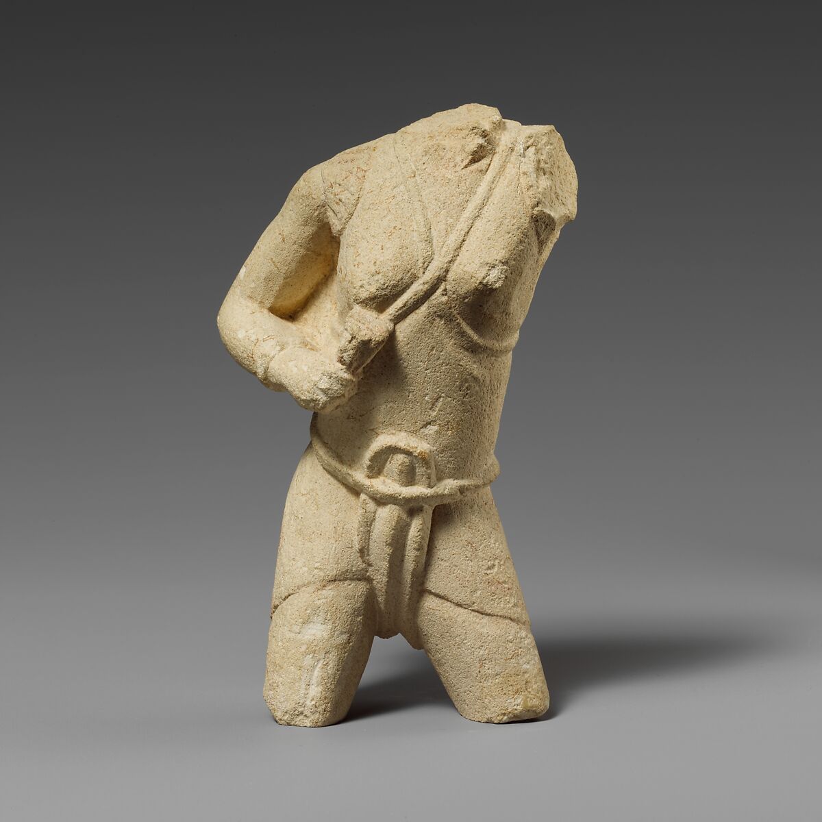 Torso of a limestone fighting woman, Limestone, Cypriot 