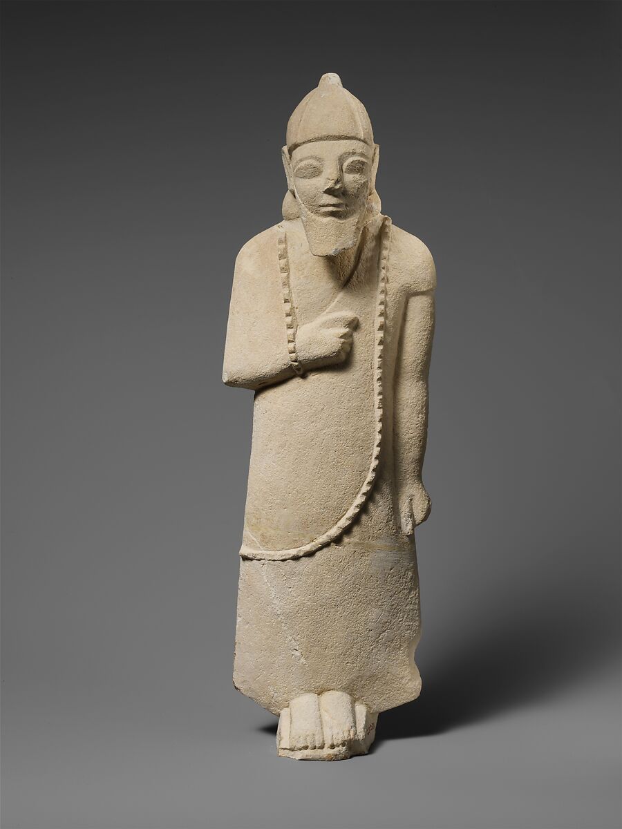 Limestone statuette of a male votary, Limestone, Cypriot 