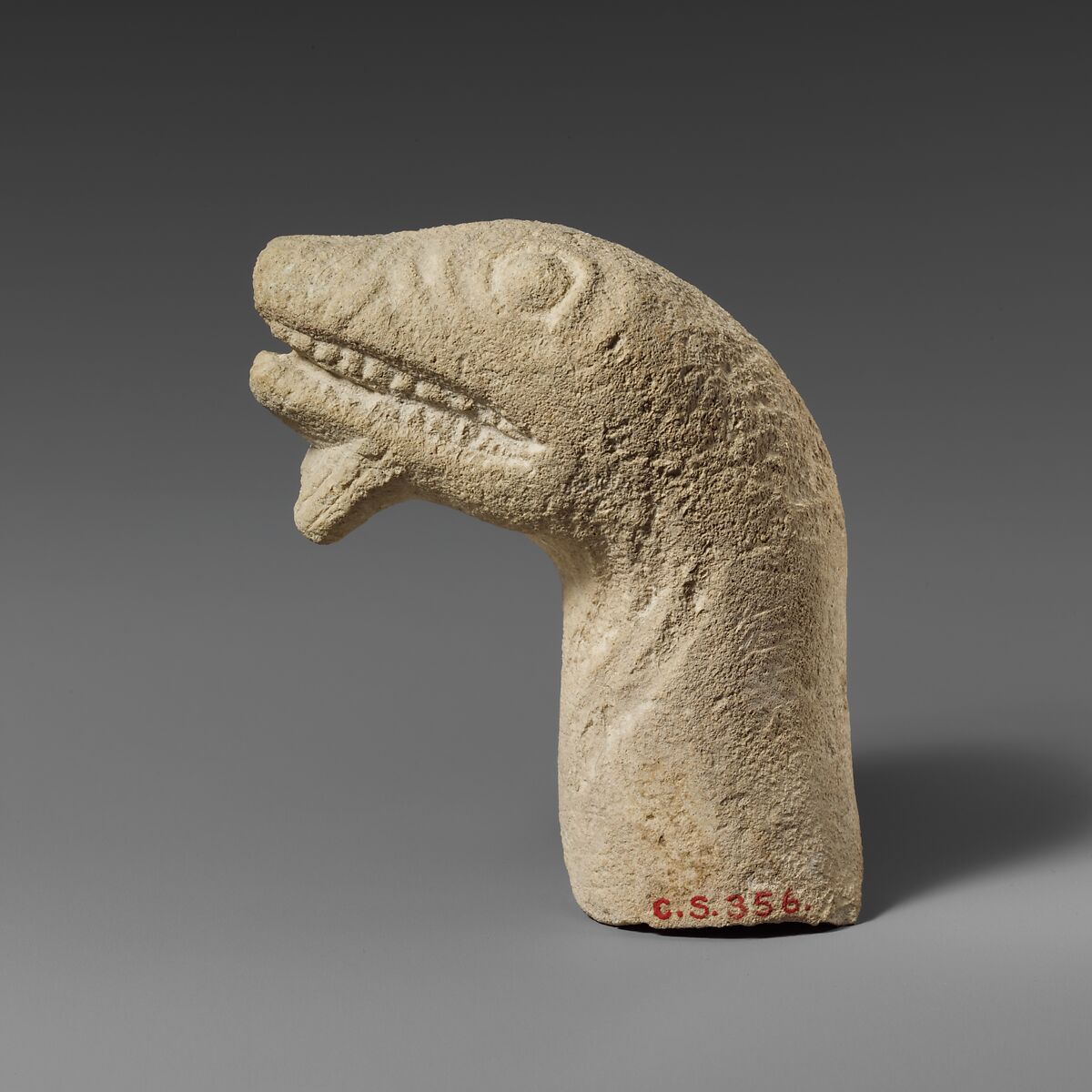 Limestone head of a snake, Limestone, Cypriot 