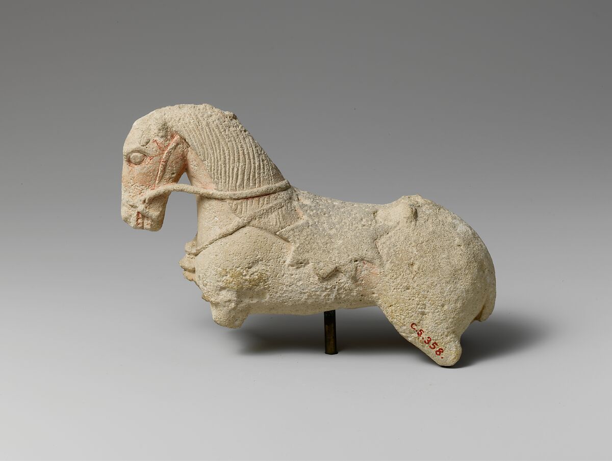 Limestone statuette of a horse, Limestone, Cypriot 