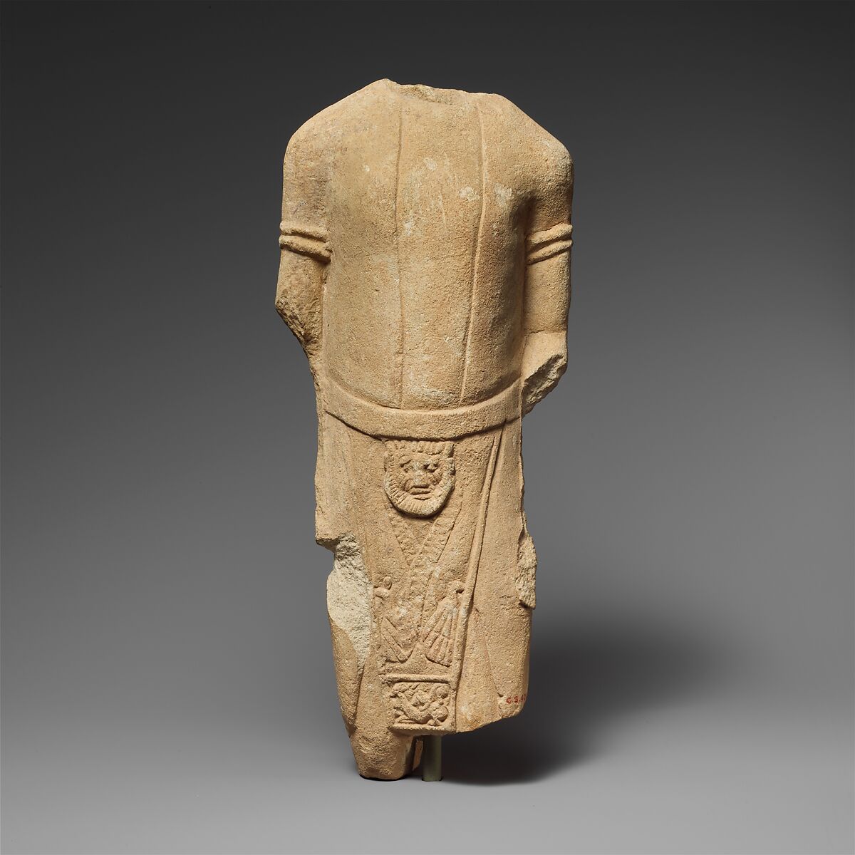 Limestone statuette of a male votary in Egyptianizing dress, Limestone, Cypriot 