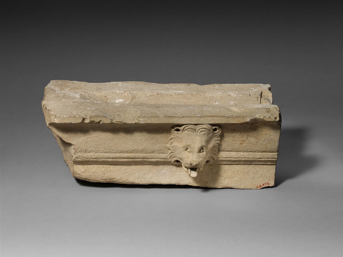 Limestone cornice with a lion’s head, Limestone, Cypriot 