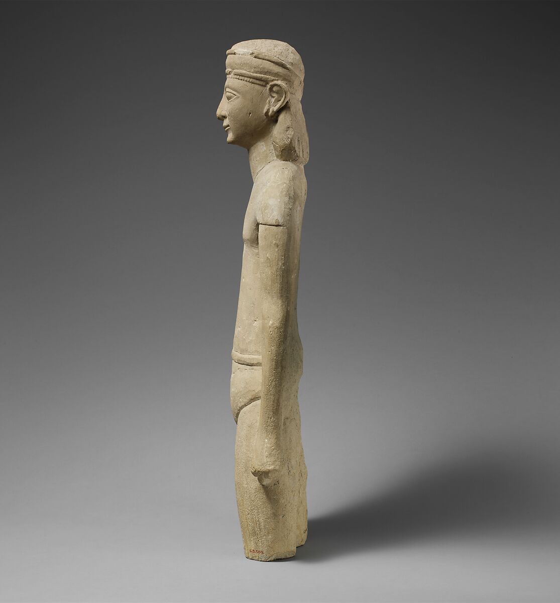 Limestone statuette of a male votary with Cypriot shorts and a diadem, Limestone, Cypriot