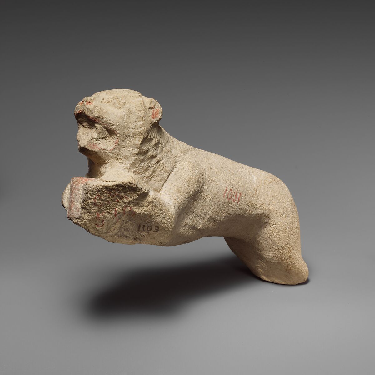 Limestone lion from a statue of Herakles (?), Limestone, Cypriot 