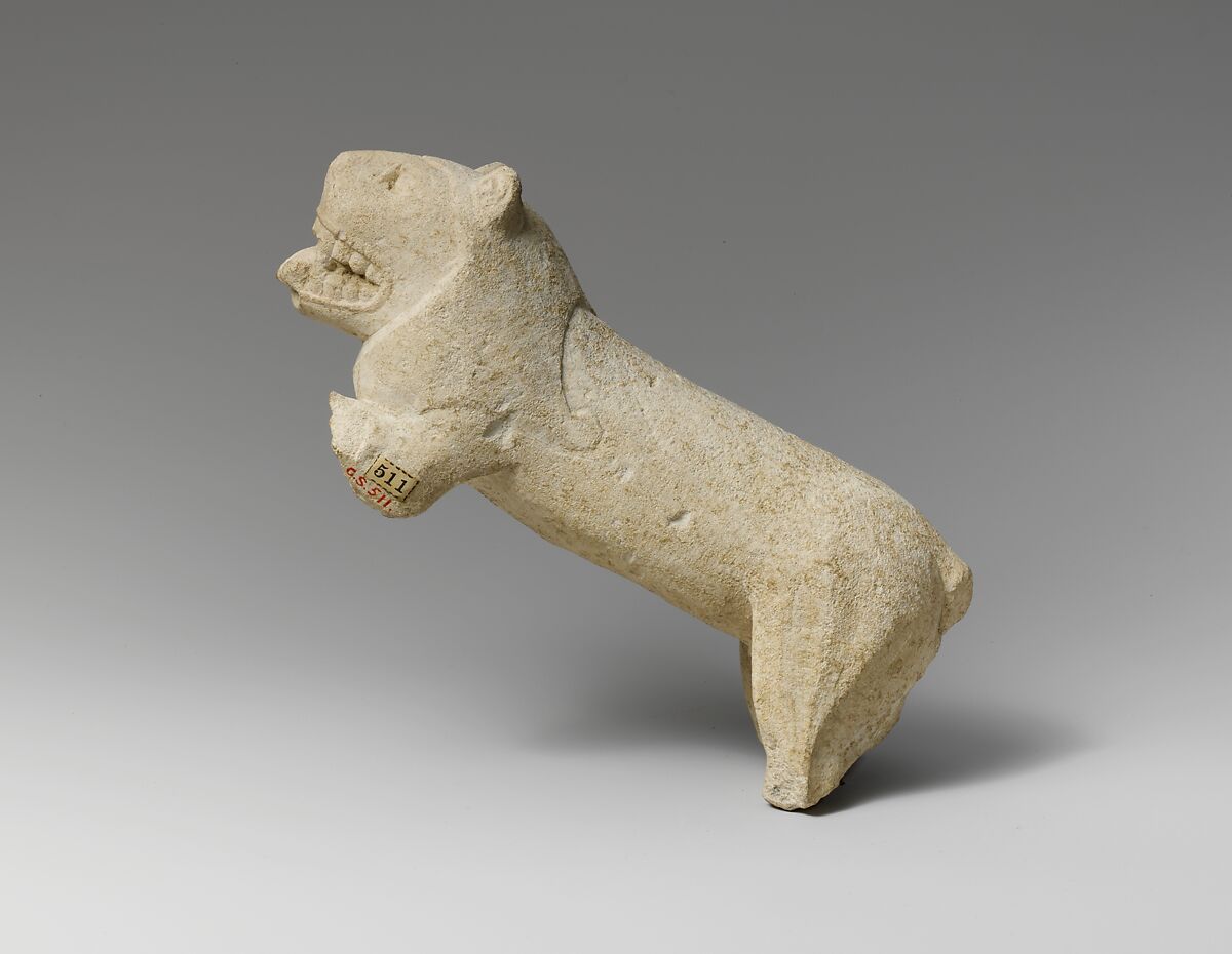 Limestone statuette of a lion, Limestone, Cypriot 