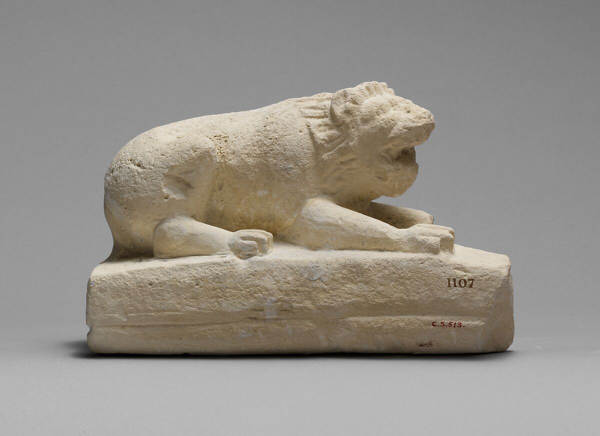 Limestone statuette of a lion, Limestone, Cypriot 