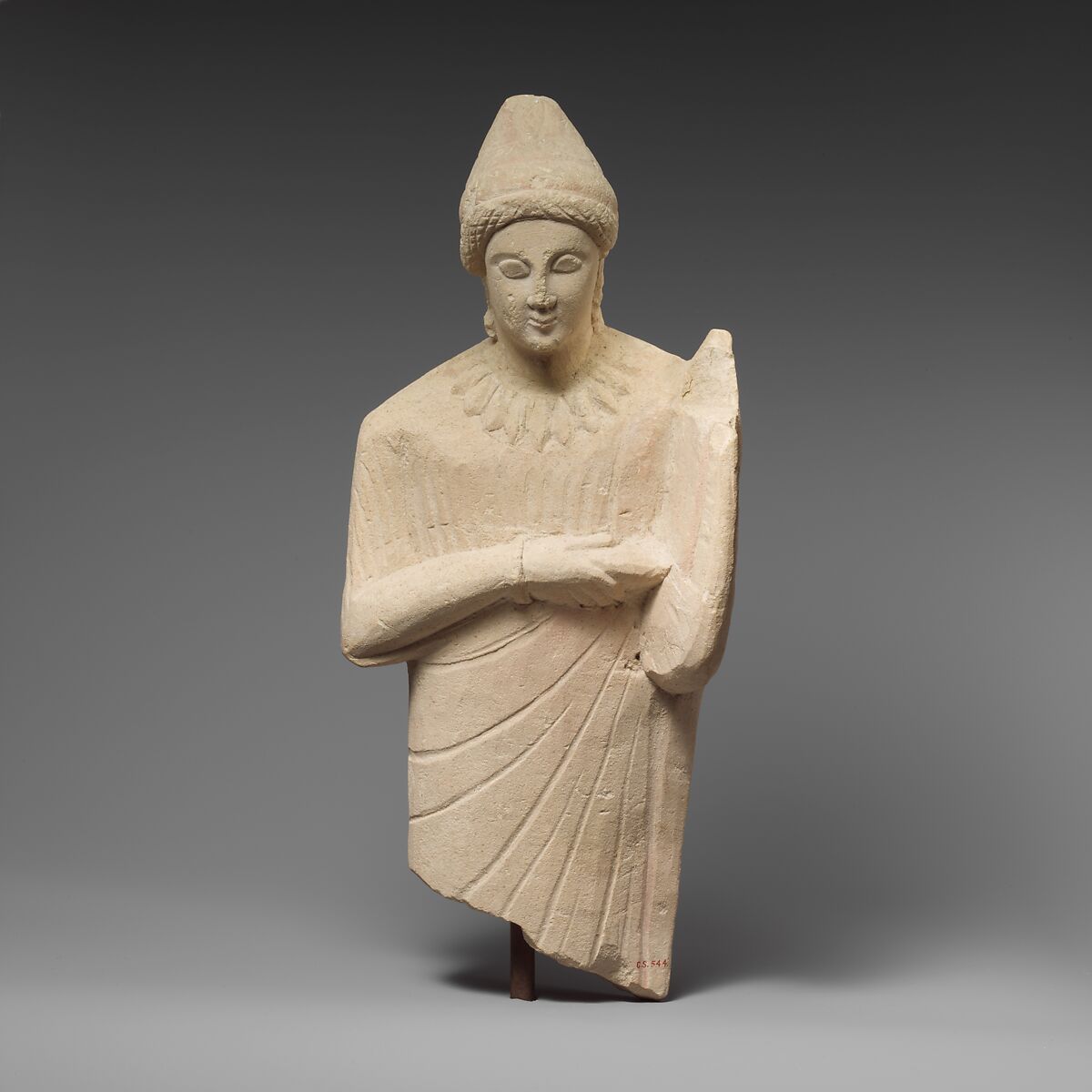 Limestone statuette of a female lyre player, Limestone, Cypriot 