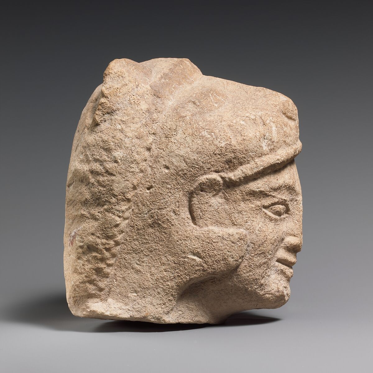 Limestone head of Herakles, Limestone, Cypriot