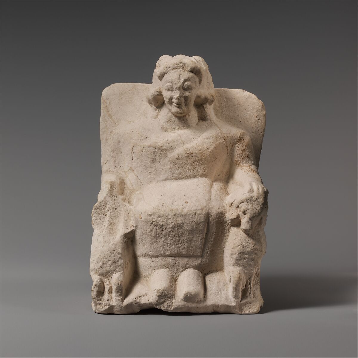 Limestone statuette of Zeus Ammon, Limestone, Cypriot 