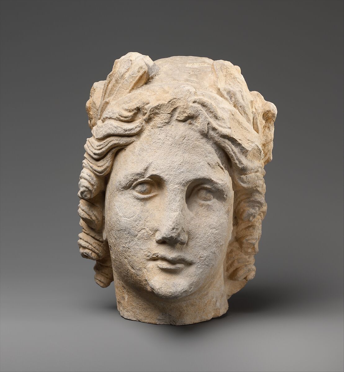 Limestone head of Apollo, Limestone, Cypriot 