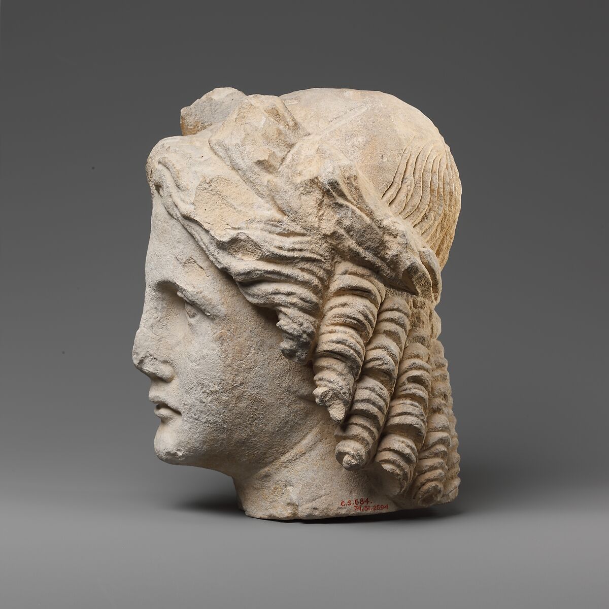 Limestone head of Apollo, Limestone, Cypriot