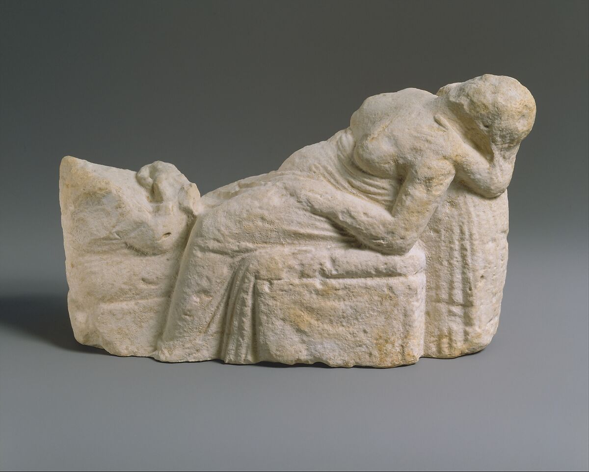 Limestone statuette of a childbirth scene, Limestone, Cypriot 
