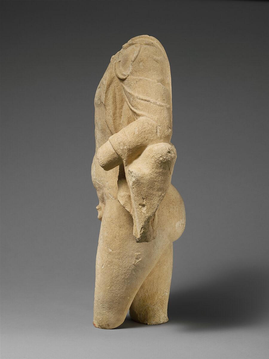Fragment of a limestone statuette of Pan, Limestone, Cypriot