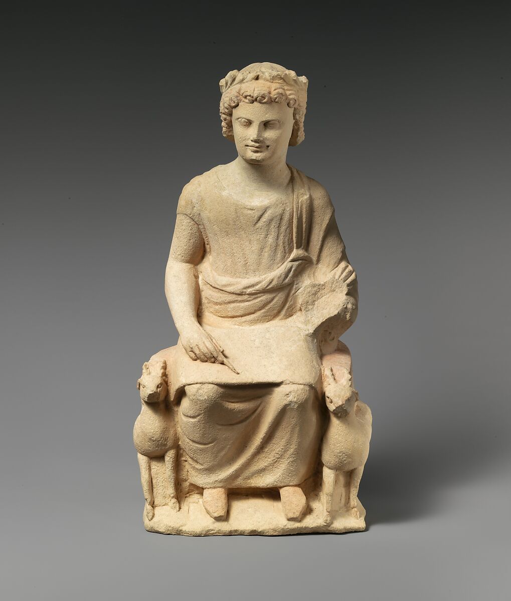 Limestone statue of an enthroned youth, Limestone, Cypriot