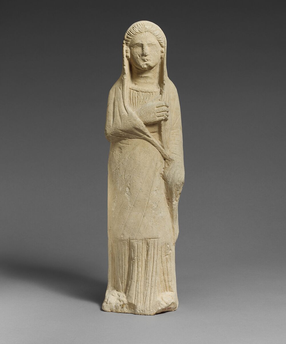 Limestone statuette of a female votary, Limestone, Cypriot 