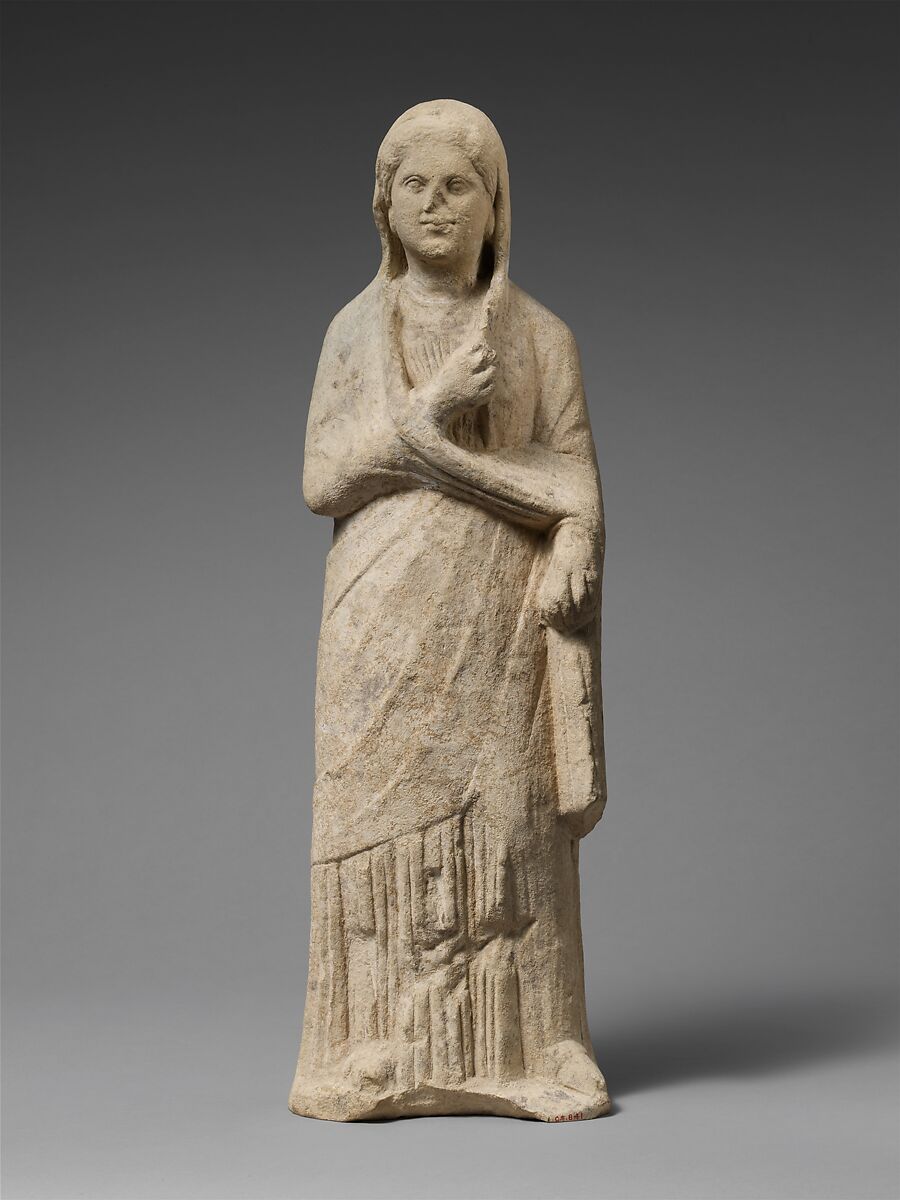 Limestone statuette of a female votary, Limestone, Cypriot 