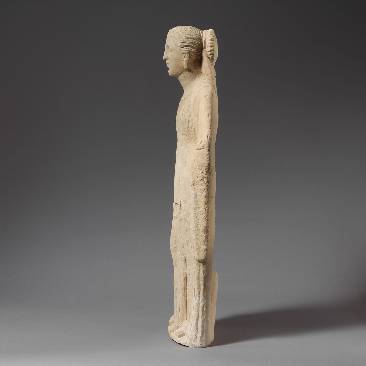 Limestone statuette of Artemis with a fawn, Limestone, Cypriot