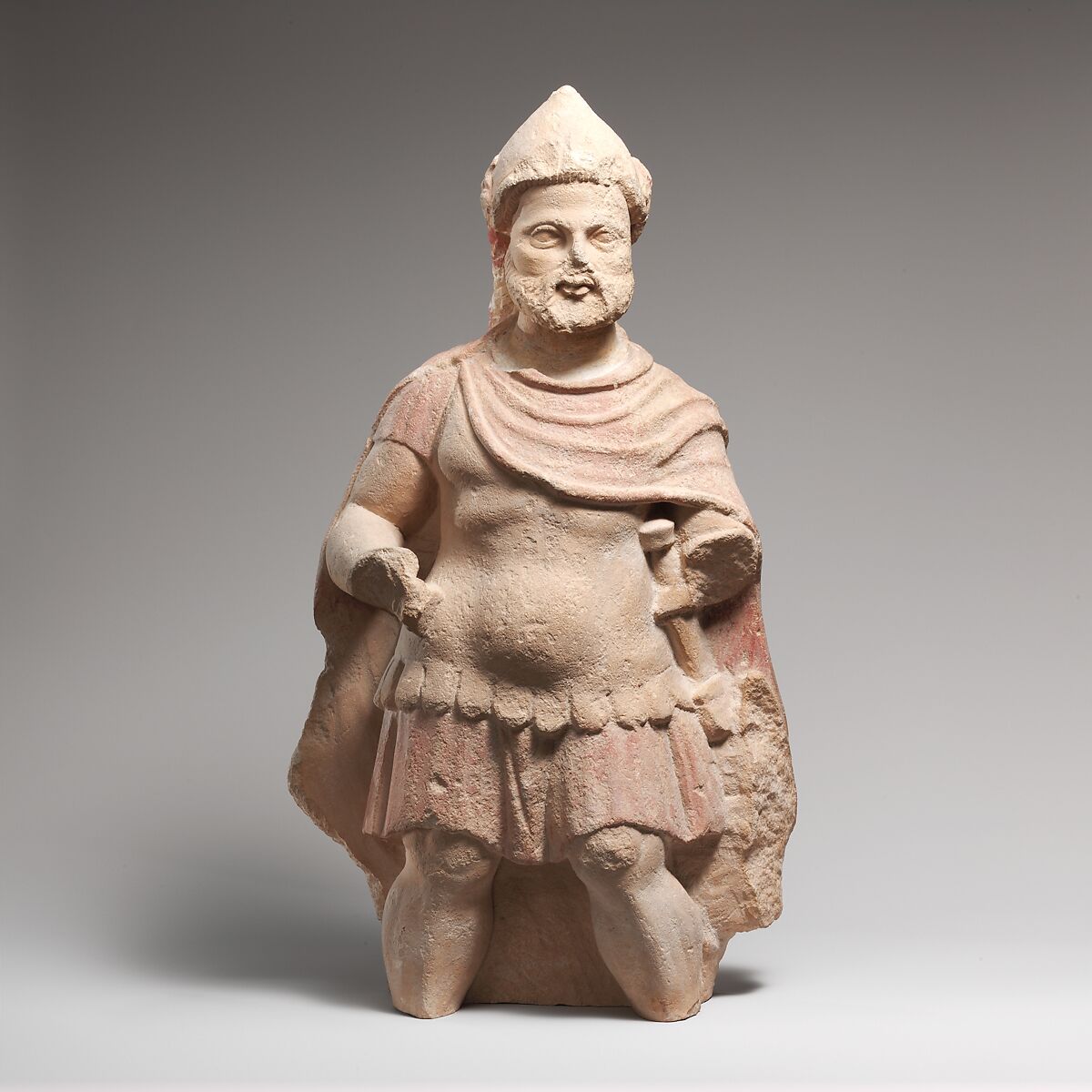 Limestone statue of a bearded warrior, Limestone, Cypriot 