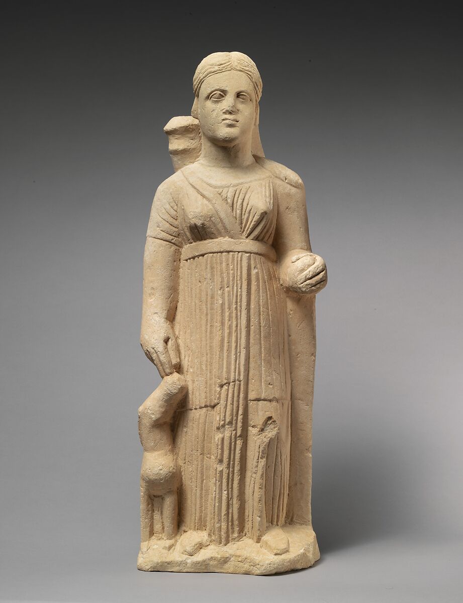 Limestone statue of the goddess Artemis, Limestone, Cypriot 