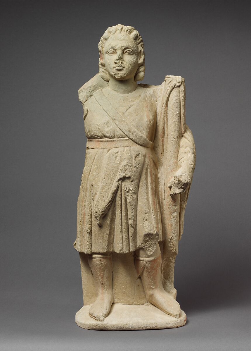 Limestone statuette of Dionysos holding a thyrsos, Limestone, Cypriot 