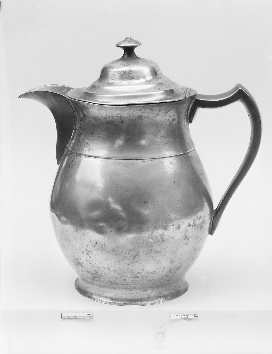 Covered Jug, Thomas Danforth Boardman (1784–1873), Pewter, American