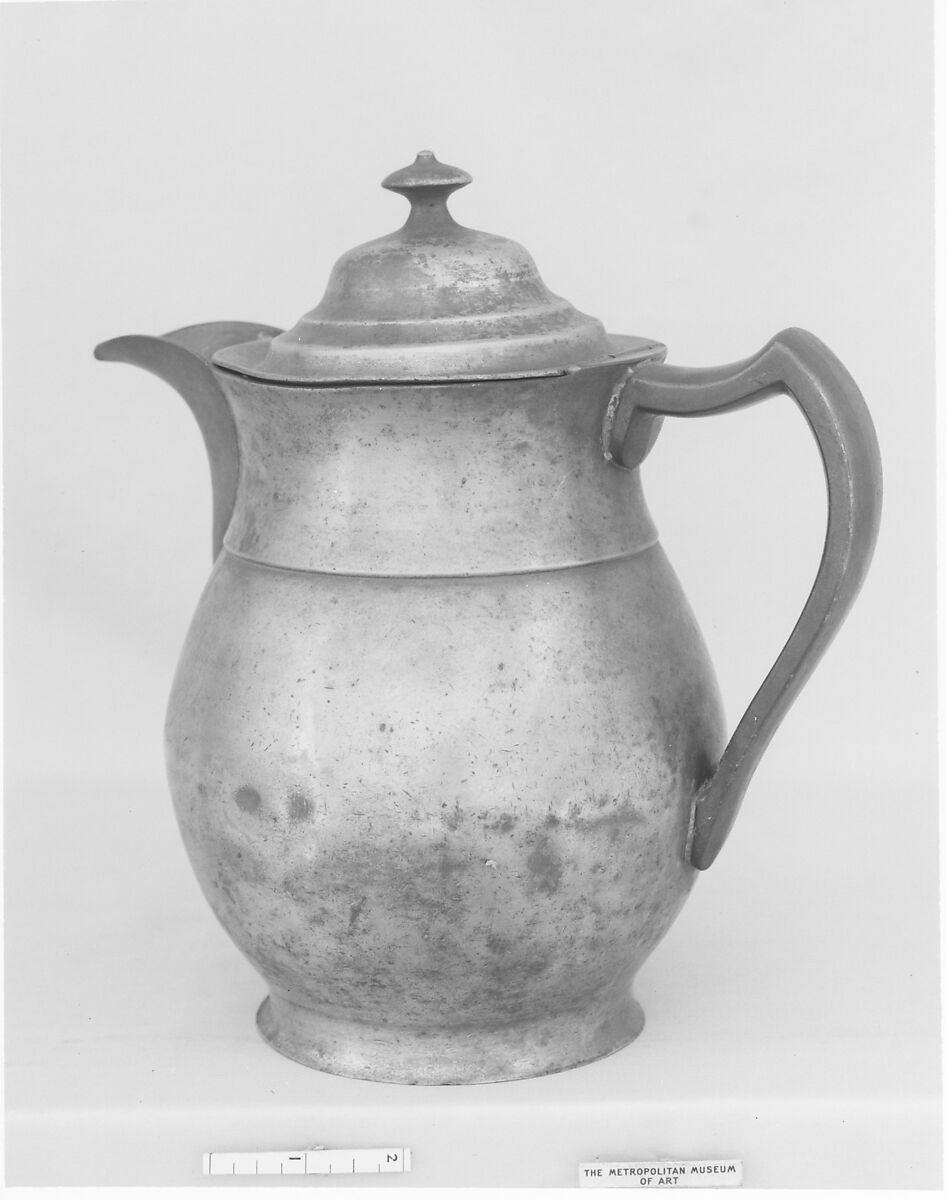 Covered Jug, Thomas Danforth Boardman (1784–1873), Pewter, American 