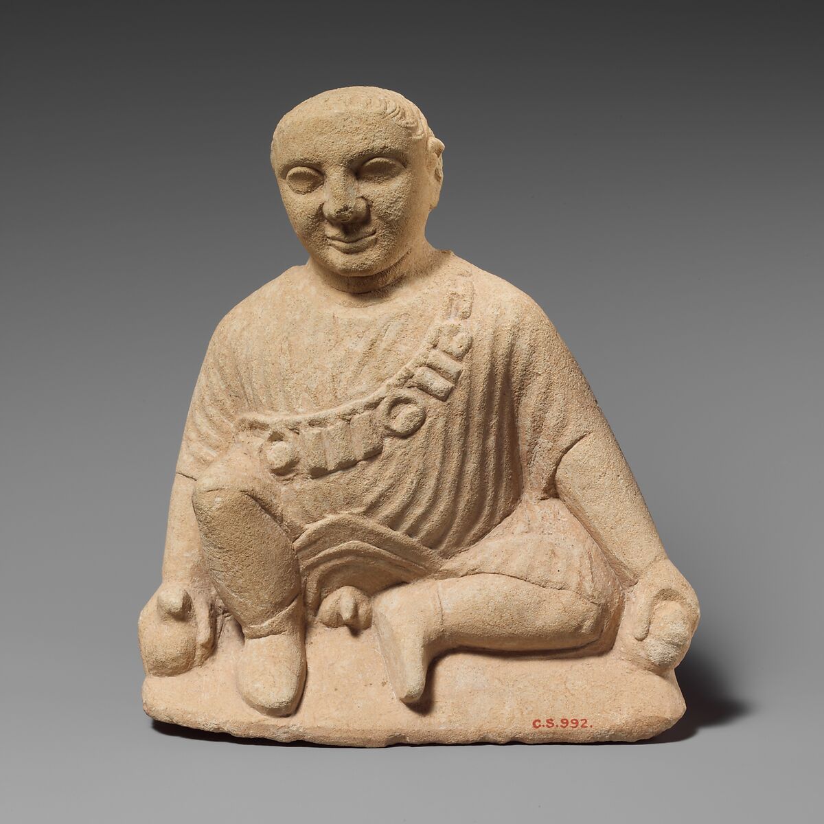 Limestone statuette of a temple boy, Limestone, Cypriot 