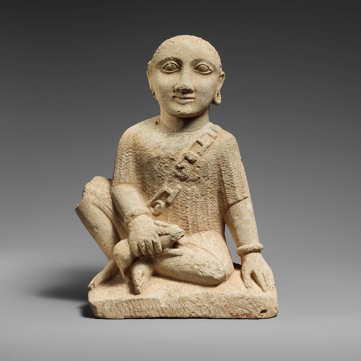 Limestone statuette of a temple boy, Limestone, Cypriot 