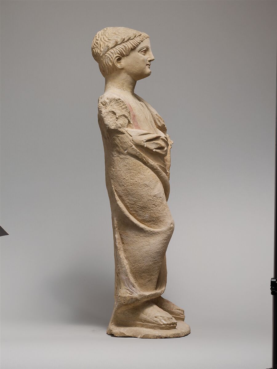 Limestone statue of a male votary, Limestone, Cypriot