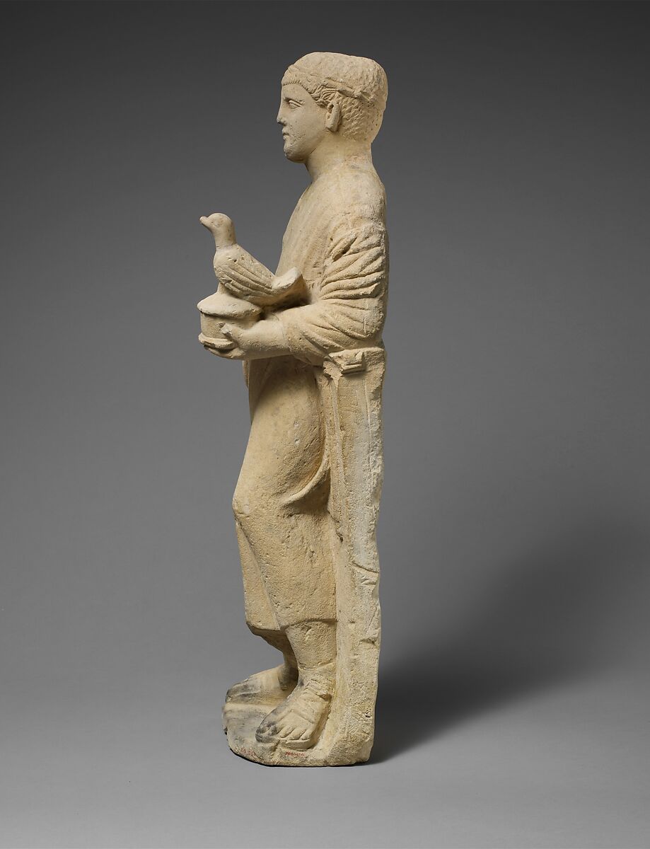 Limestone statuette of a boy as a votary, Limestone, Cypriot