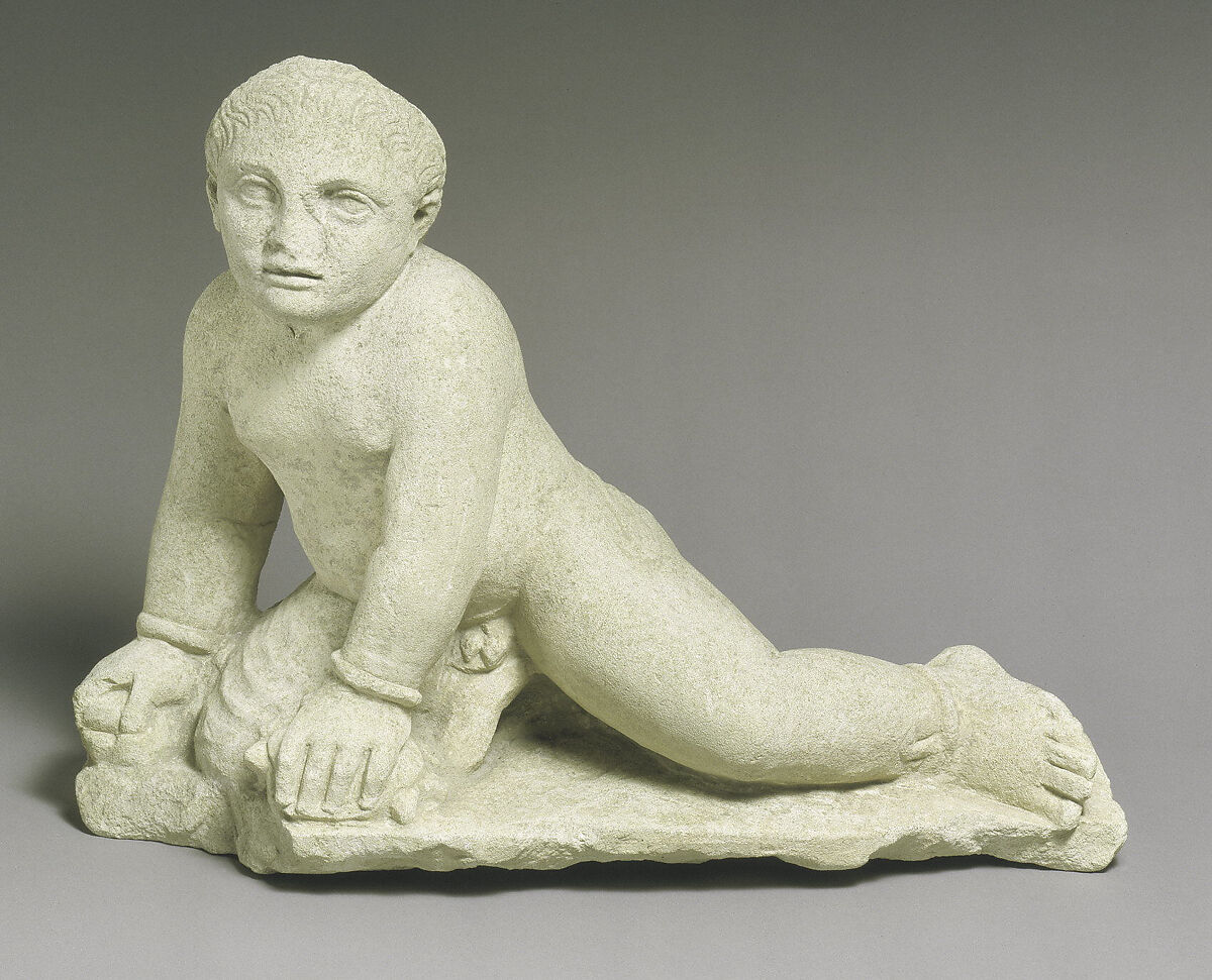 Limestone temple boy, Limestone, Cypriot