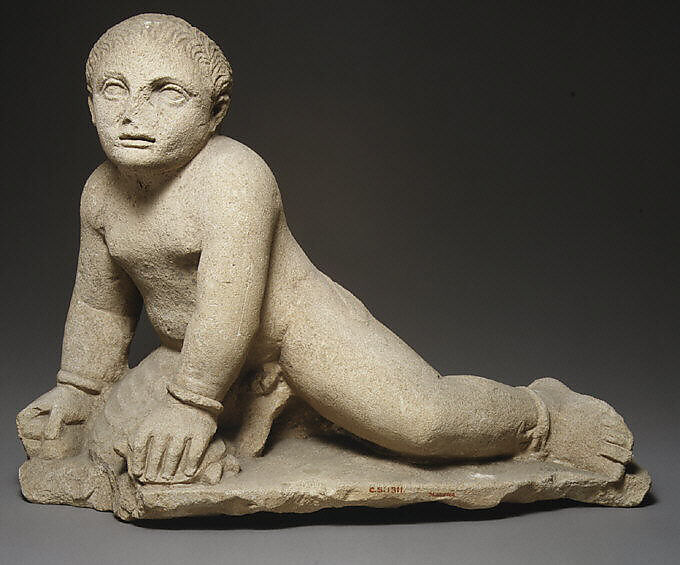 Limestone temple boy, Limestone, Cypriot