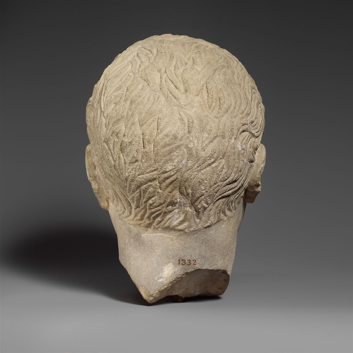 Limestone male head, Limestone, Roman, Cypriot