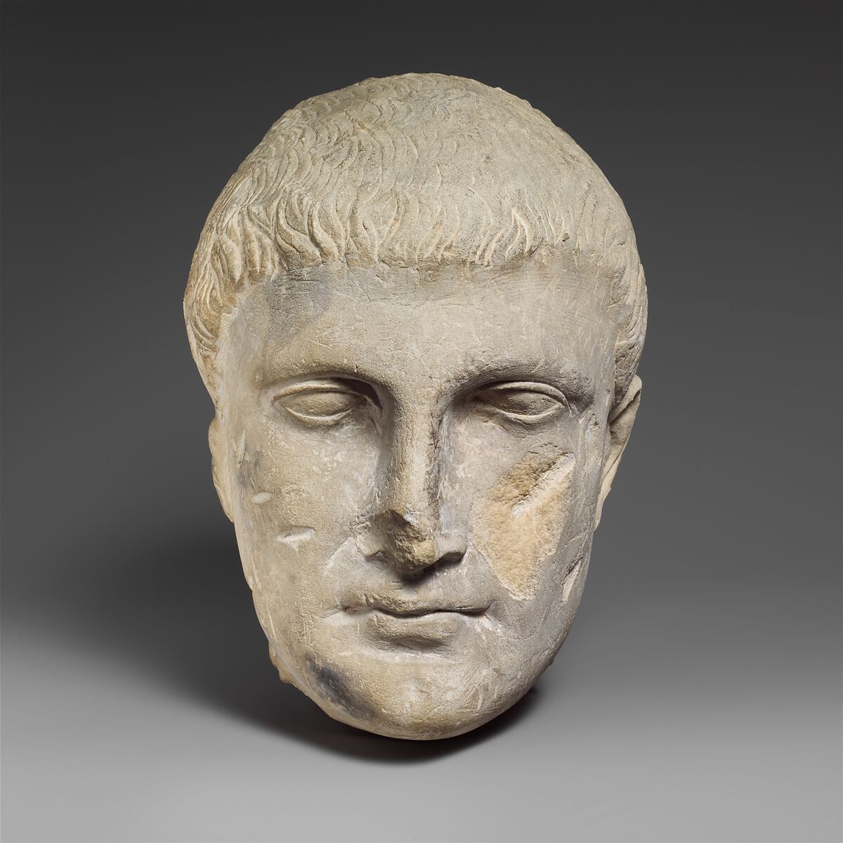 Limestone male head, Limestone, Roman, Cypriot 