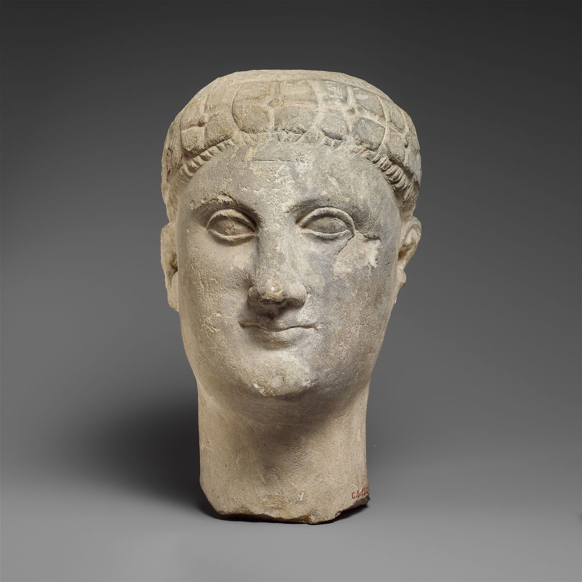 Limestone male head, Limestone, Roman, Cypriot 