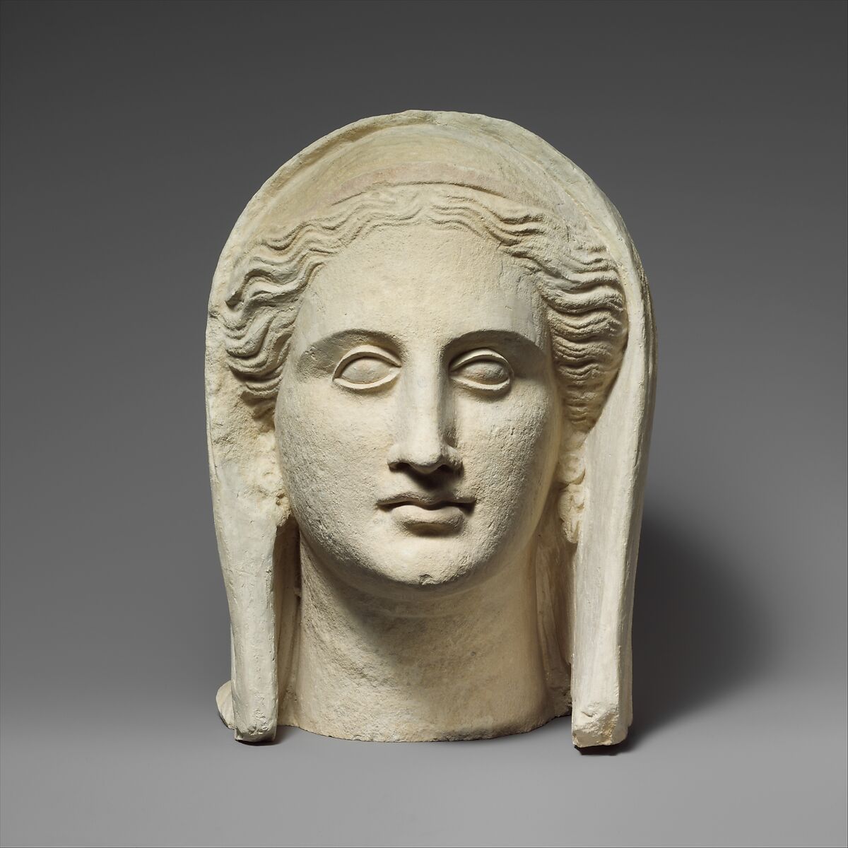 Limestone head of a veiled female votary | Cypriot | Late Hellenistic ...