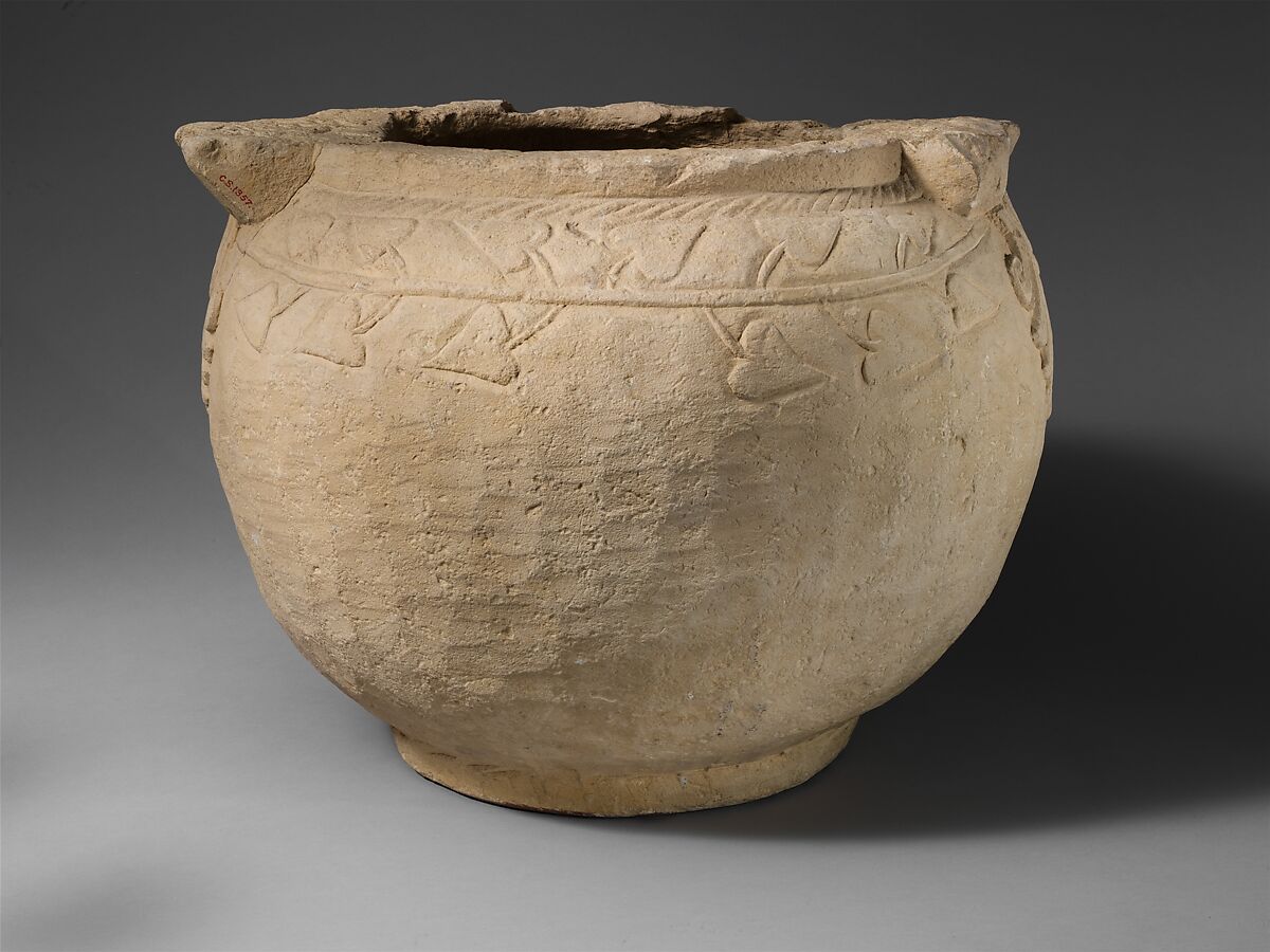 Limestone votive krater (mixing bowl), Limestone, Cypriot 