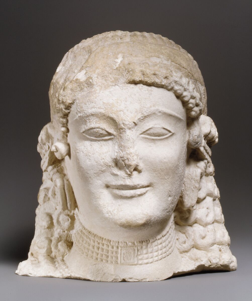 Limestone female head, Limestone, Cypriot