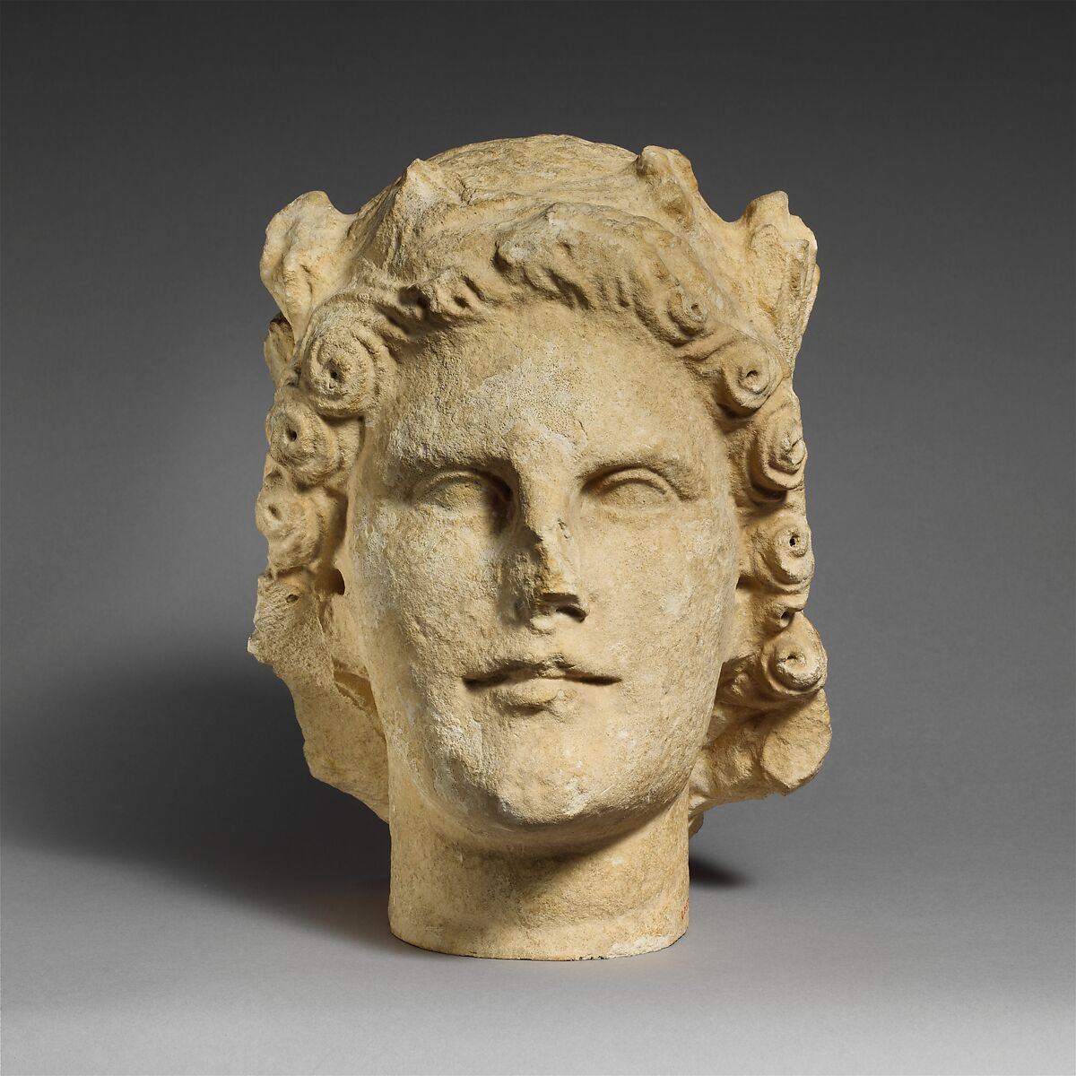 Limestone head of Apollo, Limestone, Cypriot 